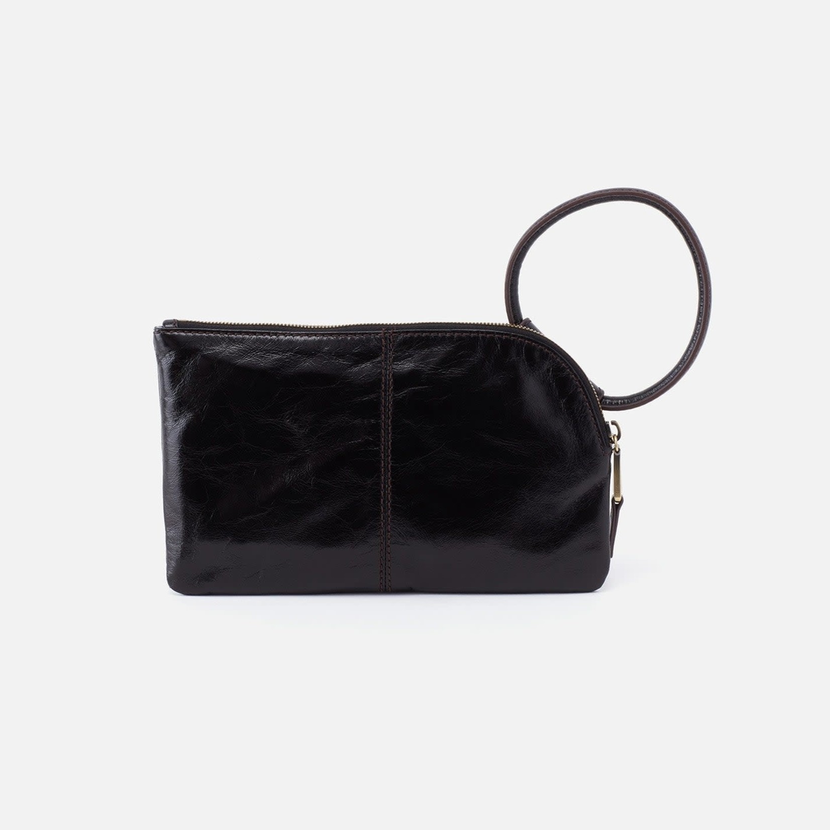 HOBO Sable Polished Leather Wristlet in Black