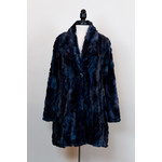 Faux Fur One Button Jacket In Navy