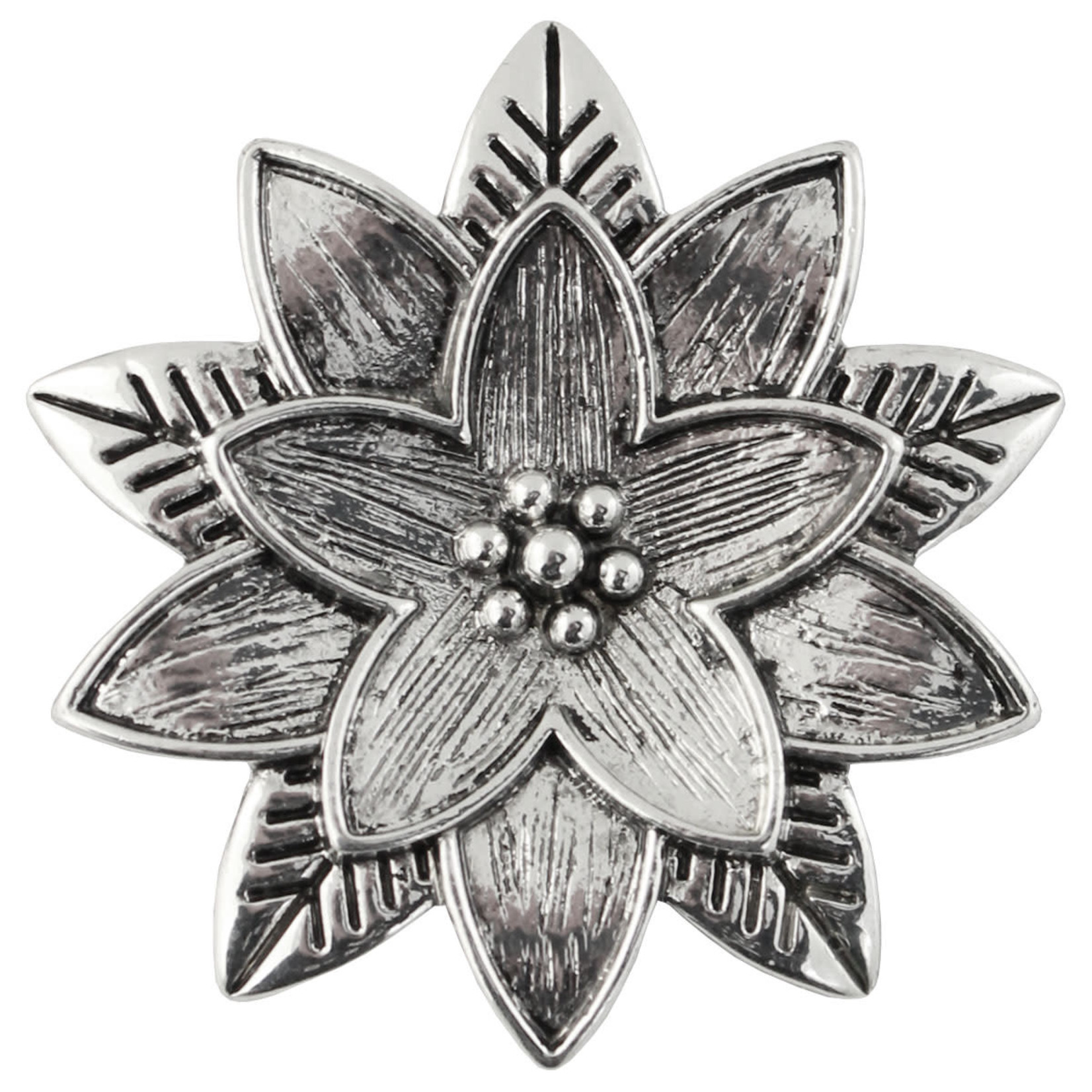 Silver Flower Design Magnetic Brooch