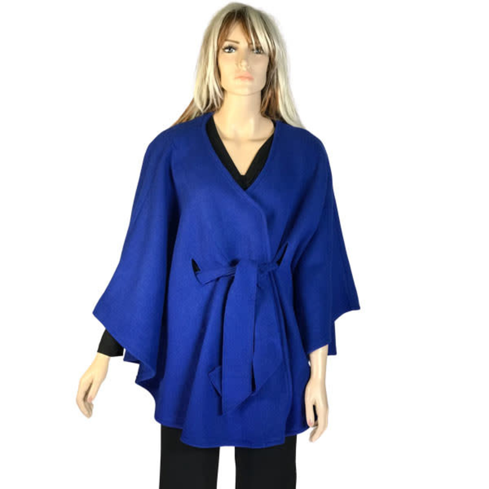 Magic Scarf Luxury Wool Feel Belted Cape in Royal