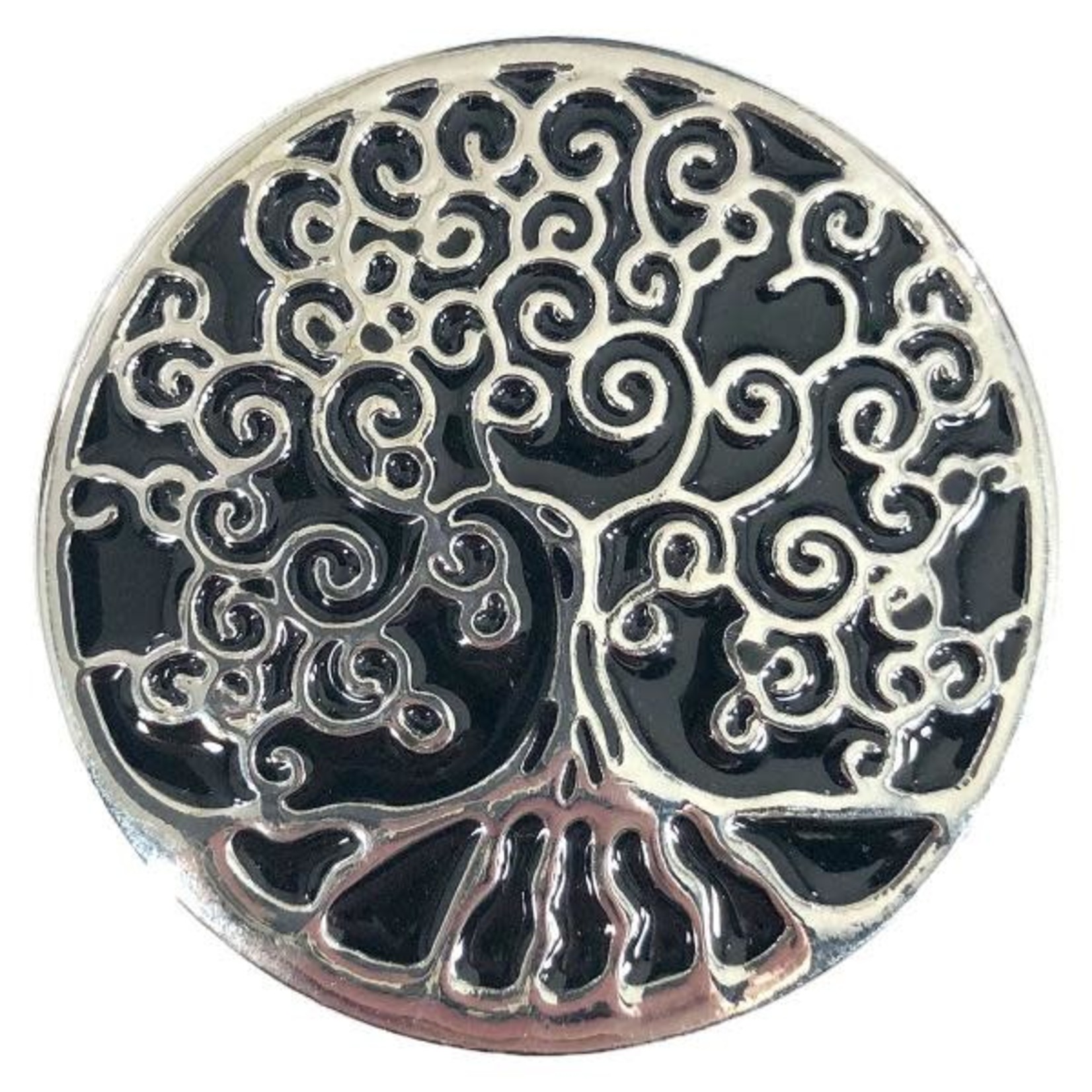 Silver & Black Tree of Life Magnetic Brooch