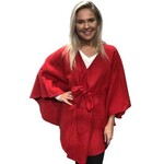 Luxury Wool Feel Belted Cape in Red