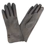 Magic Scarf Two Tone & Two Btn Touch Screen Gloves in Silver/Blk