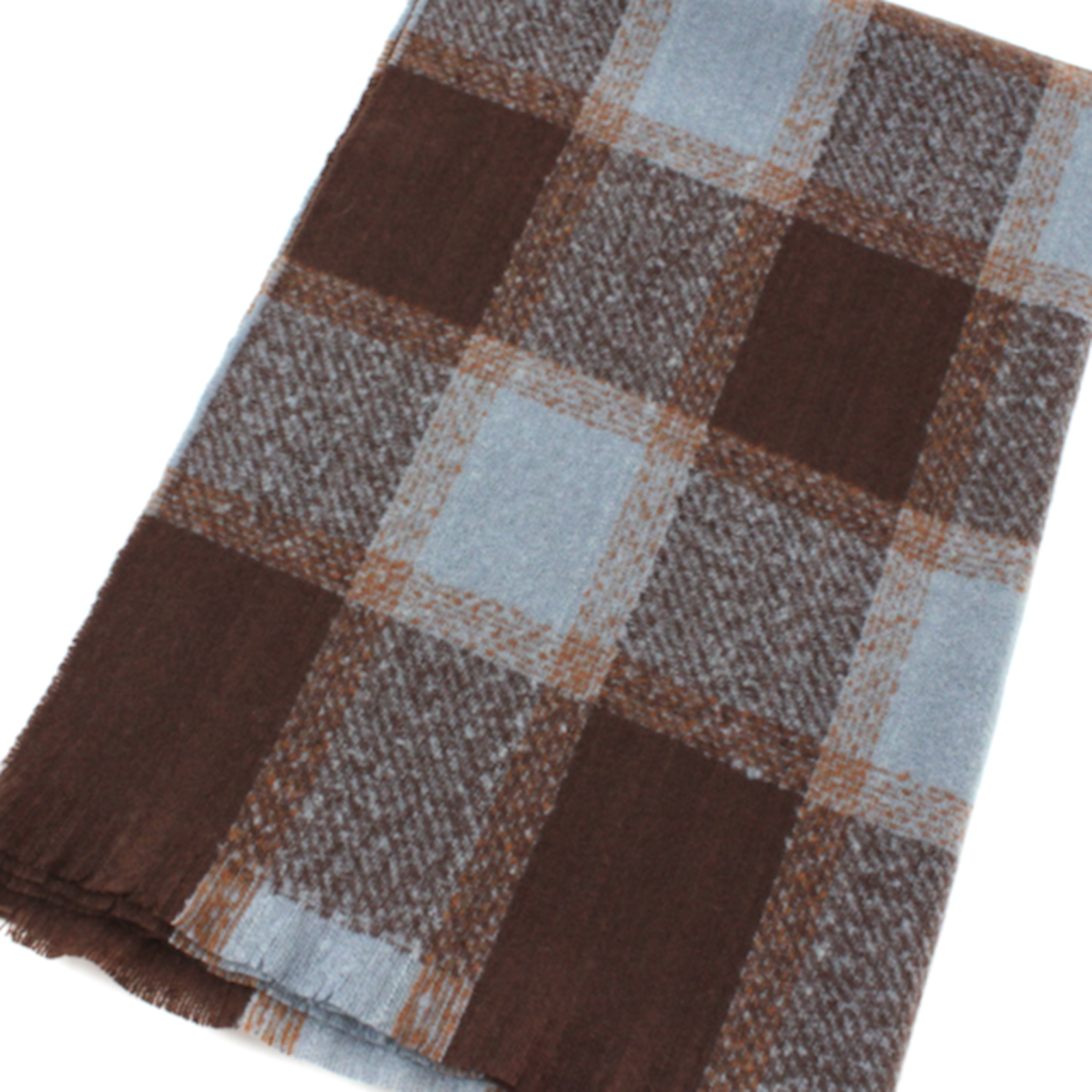 Pretty Persuasions Celtic Song Plaid 79”x25” Scarf in Blue/Brown Combo