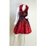 Samuel Dong Twisted Front Sleeveless Bubble Dress in Red and Black