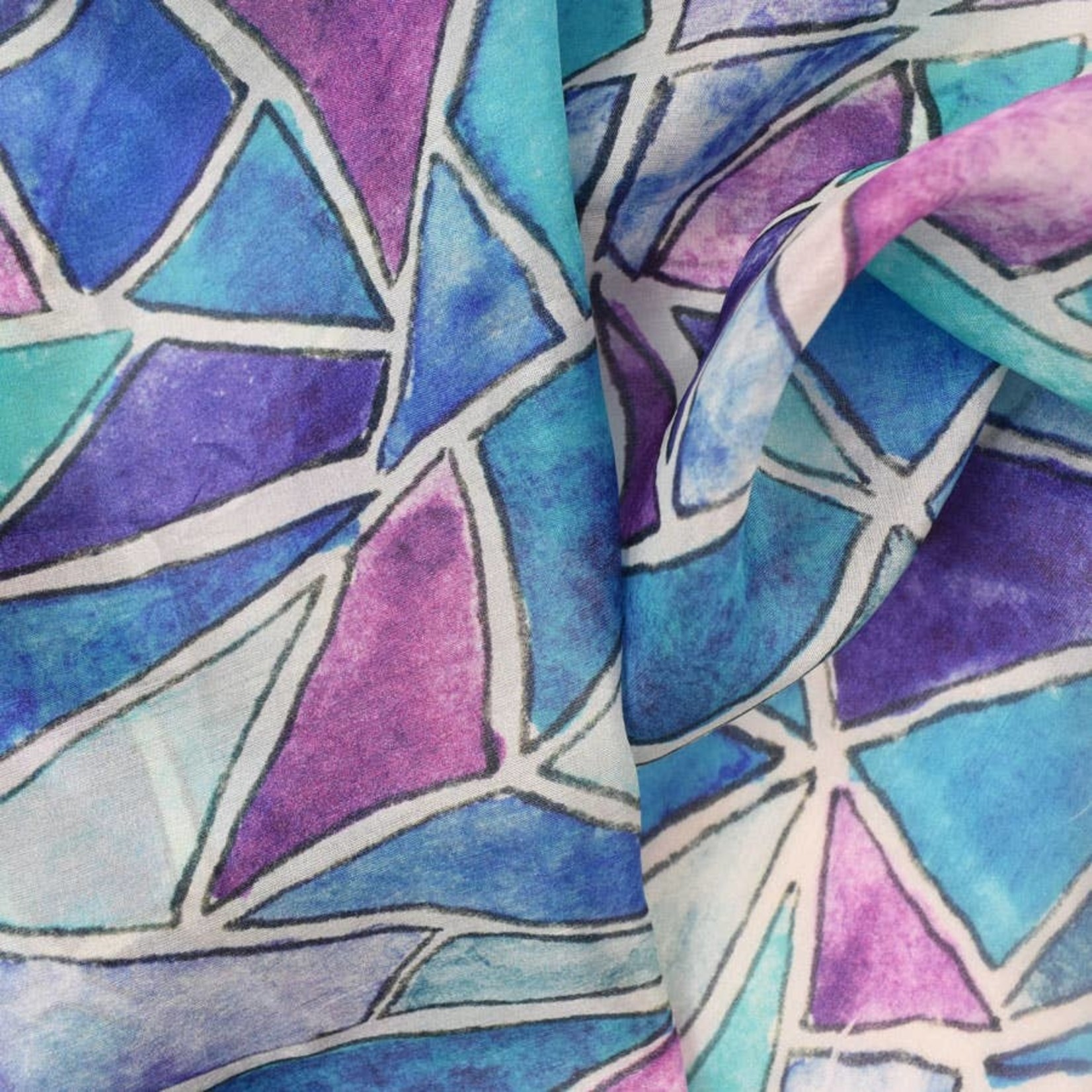 Celebration Stained Glass Silk Scarf in Blue