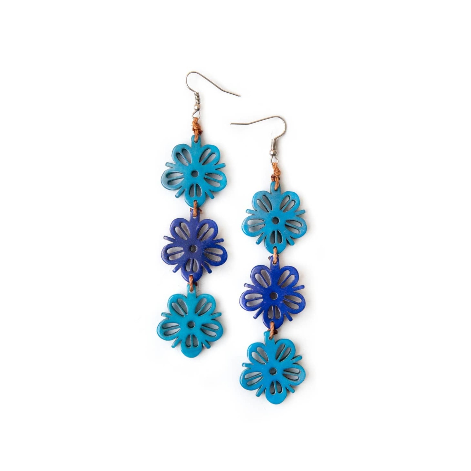 Organic Tagua Jewelry Amapola Tagua Earrings in Turquoise/Royal Blue