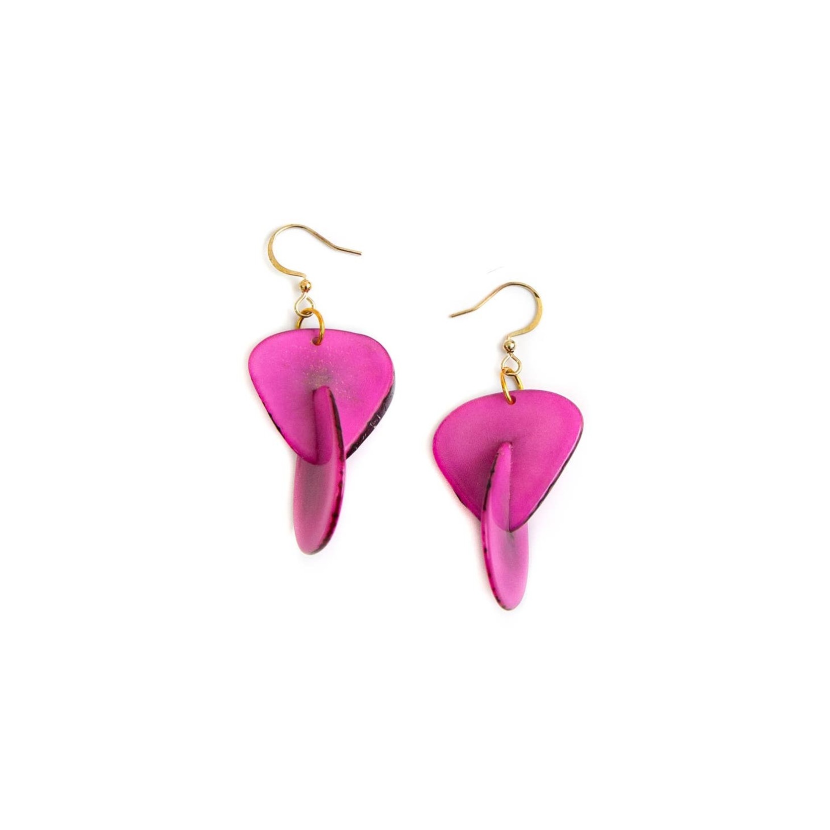 Organic Tagua Jewelry Morgan Tagua Earrings in Fuchsia