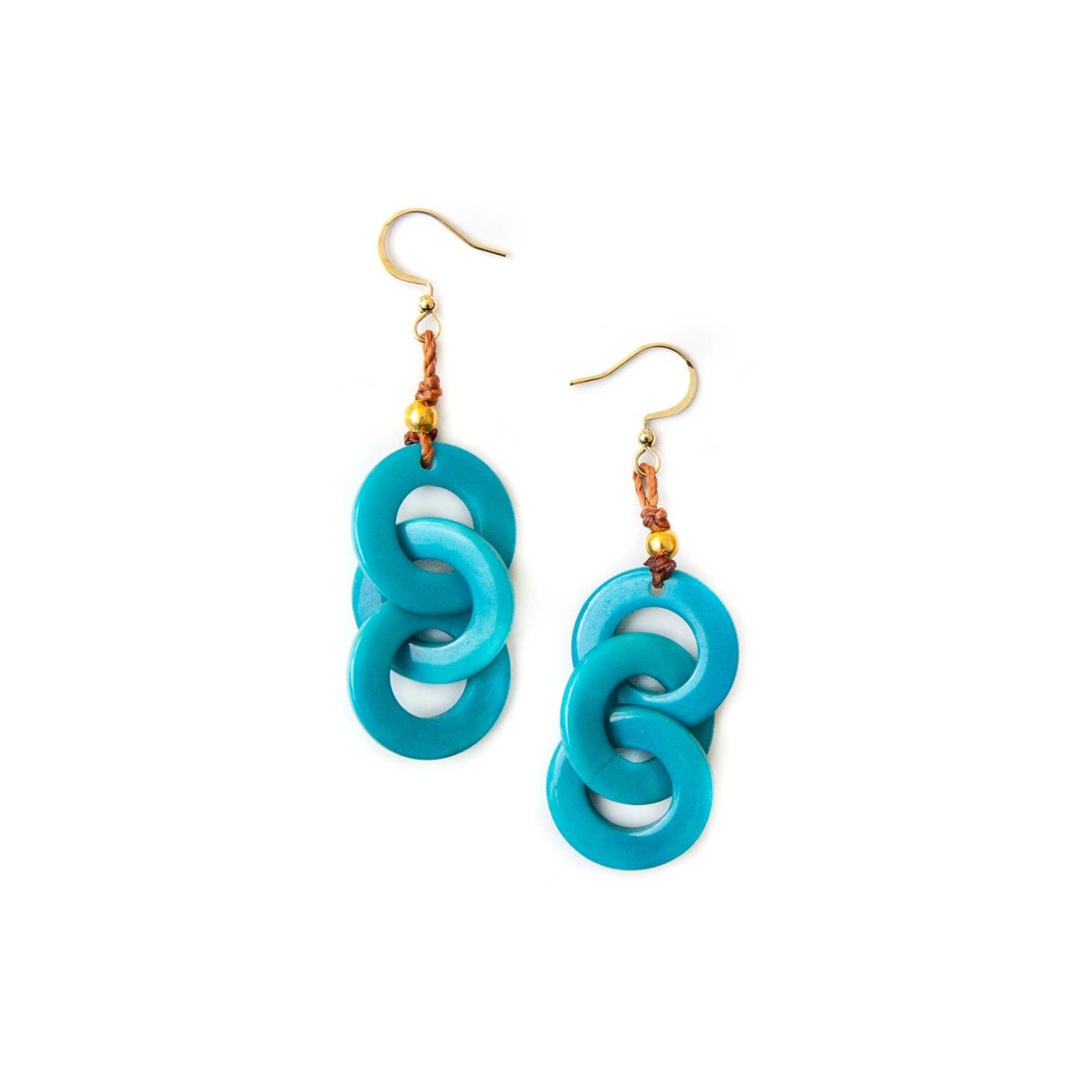 Organic Tagua Jewelry Tonite Tagua Circle Earrings in Turquoise