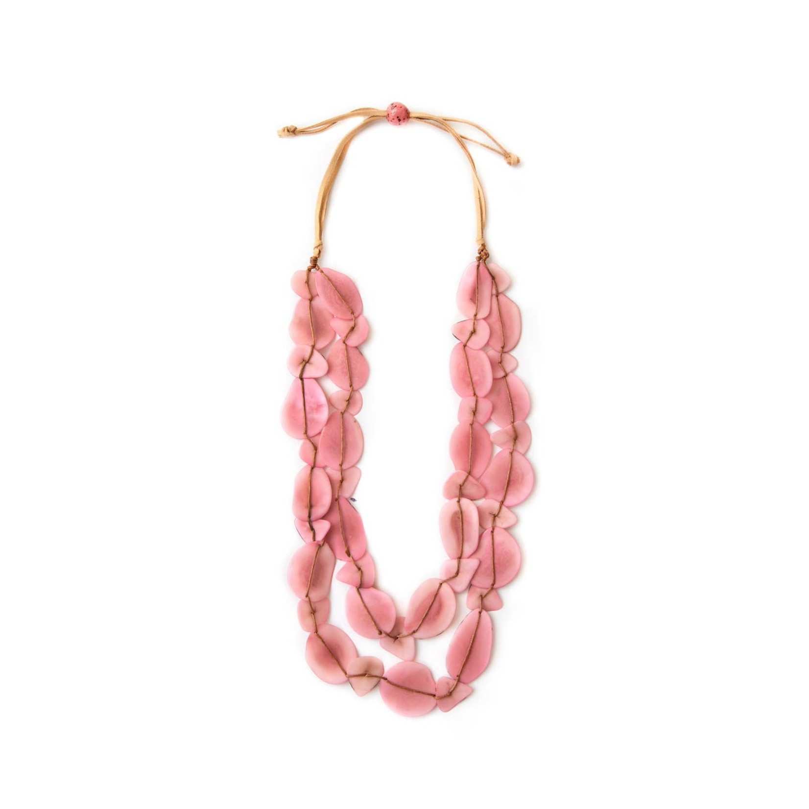 Organic Tagua Jewelry Alana Tagua Discs Necklace in Pink