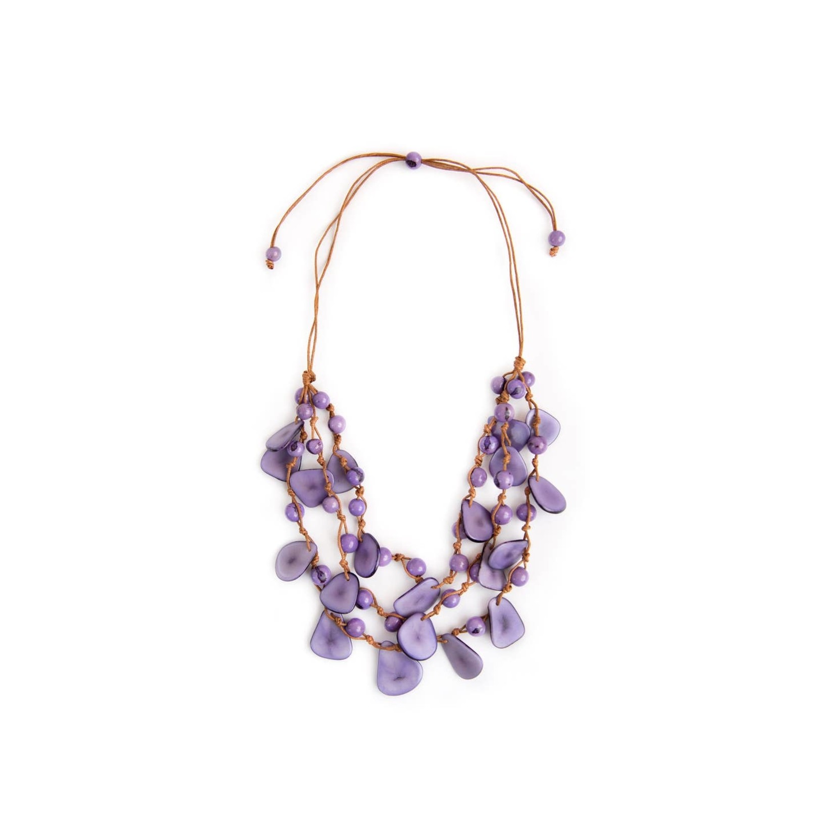 Organic Tagua Jewelry Marcela Tagua 3 Layer Necklace in Lavender