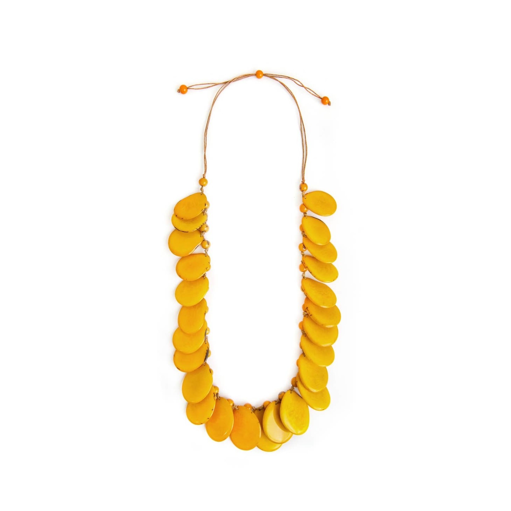 Organic Tagua Jewelry Veronica Tagua Discs Necklace in Mustard Yellow