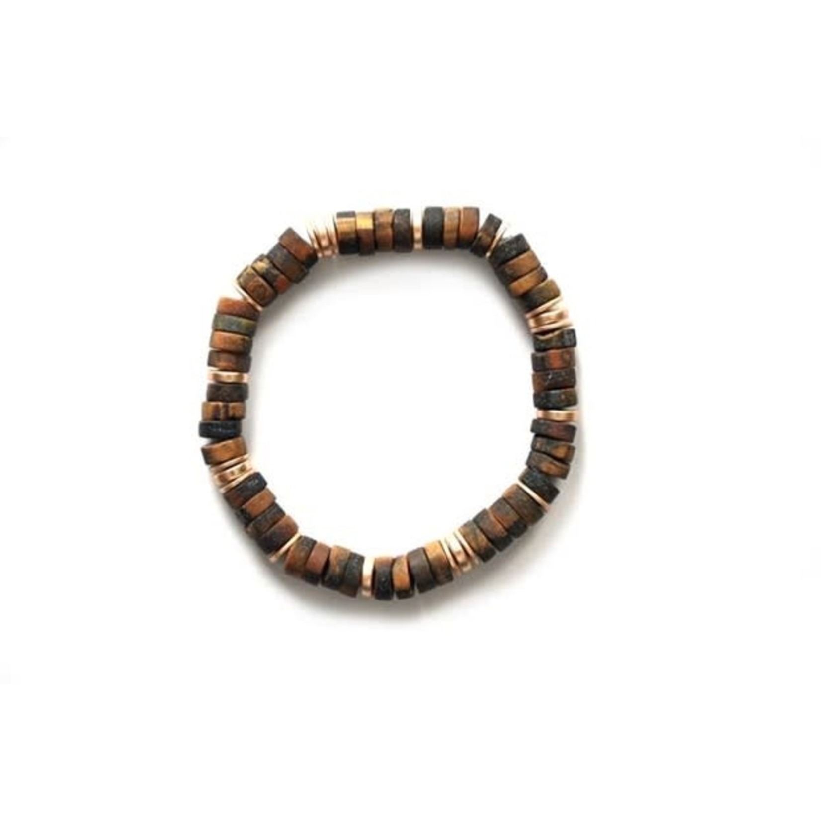 Sea Lily Tiger Eye w/ Gold Discs Stretch Bracelet