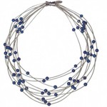 Sea Lily Silver PW 10 Layer w/ Blue Geodes Necklace