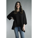 Tempo Paris Linen Tunic w/ Ruffle Hem in Black