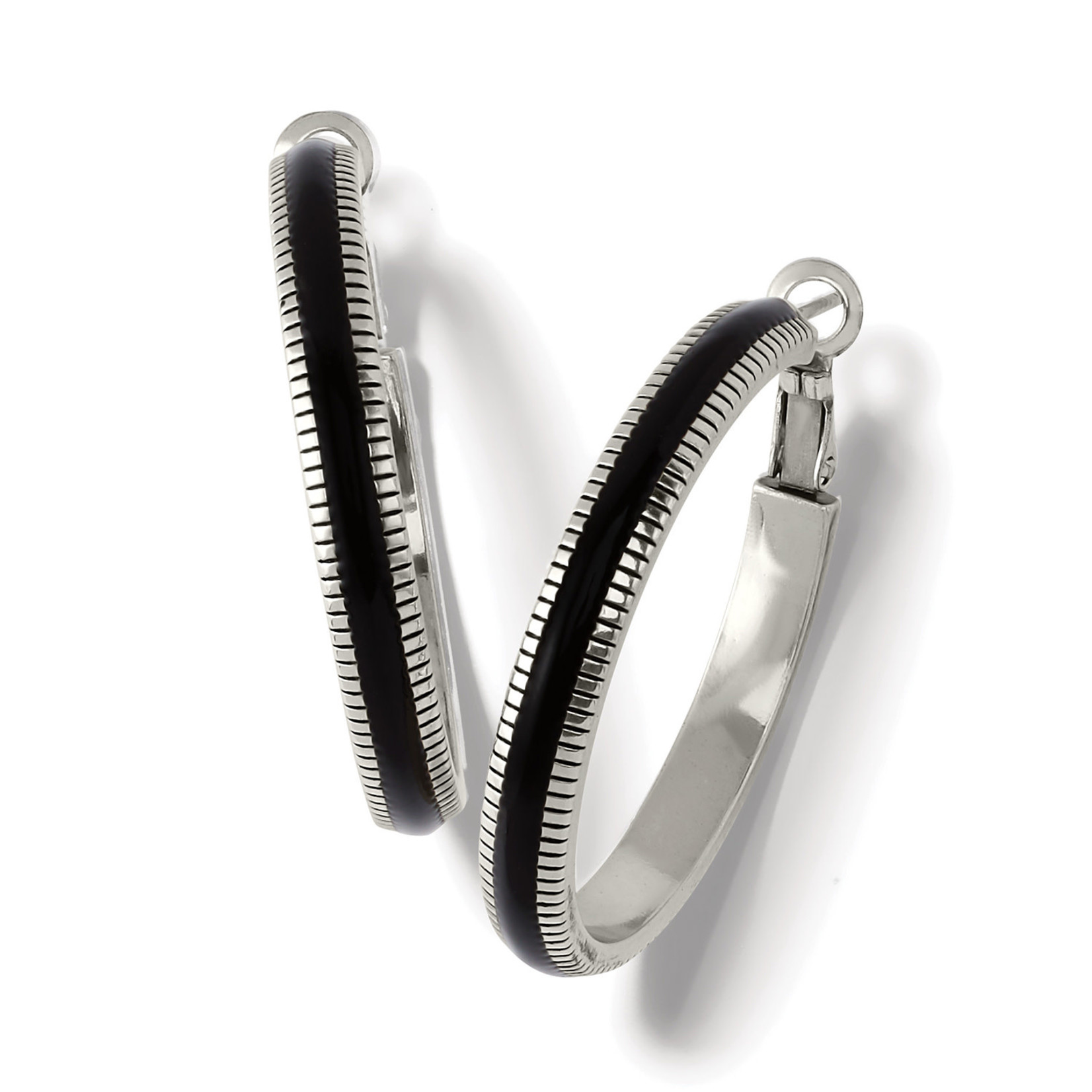 Brighton Interlok Noir Heirloom Black Hoop Earrings