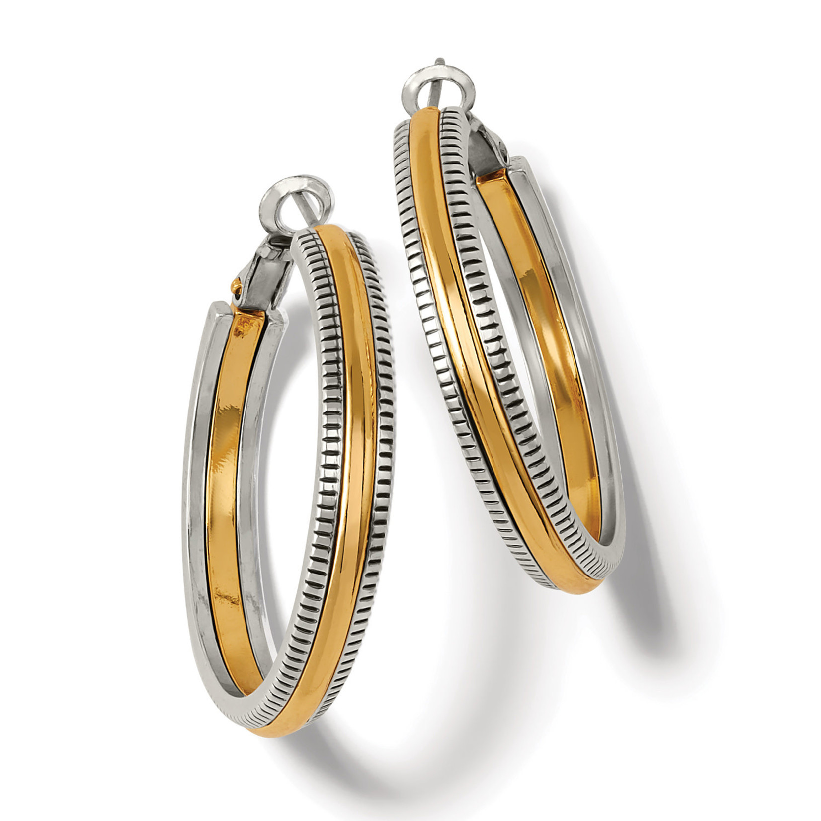 Brighton Interlok Noir Heirloom Gold Hoop Earrings