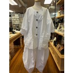 Button Up/Tab Slv Linen Jacket in White