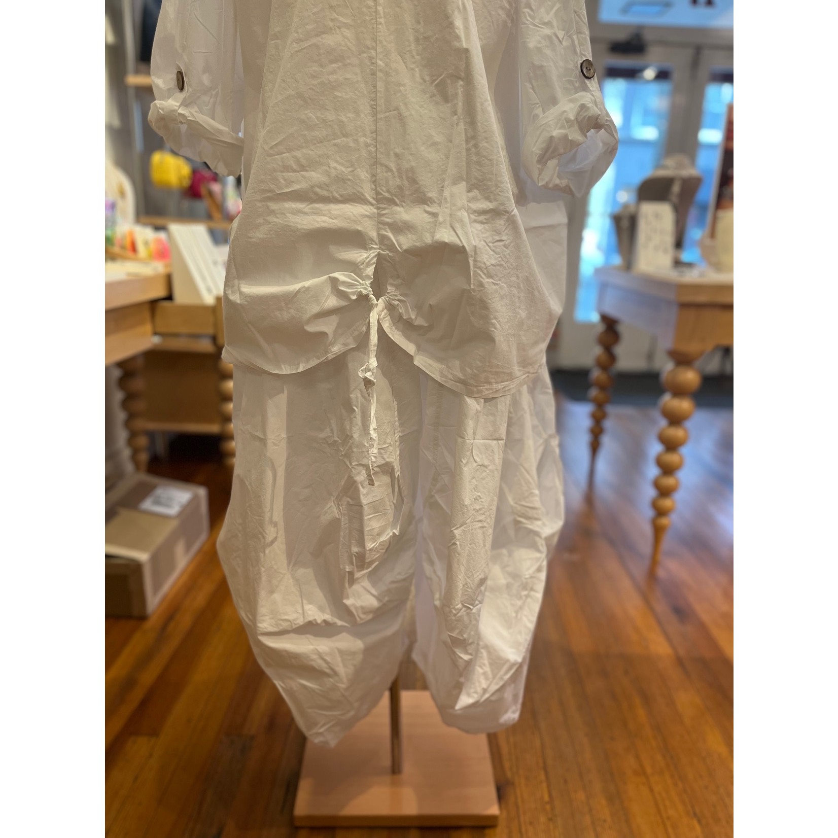 Button Up/Tab Slv Linen Jacket in White