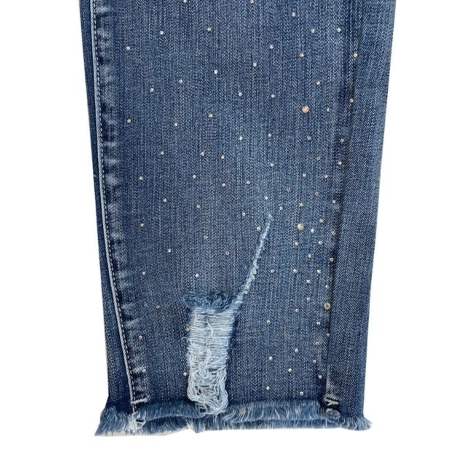 Zip-up Ankle Jean w/ Bling Embellishment