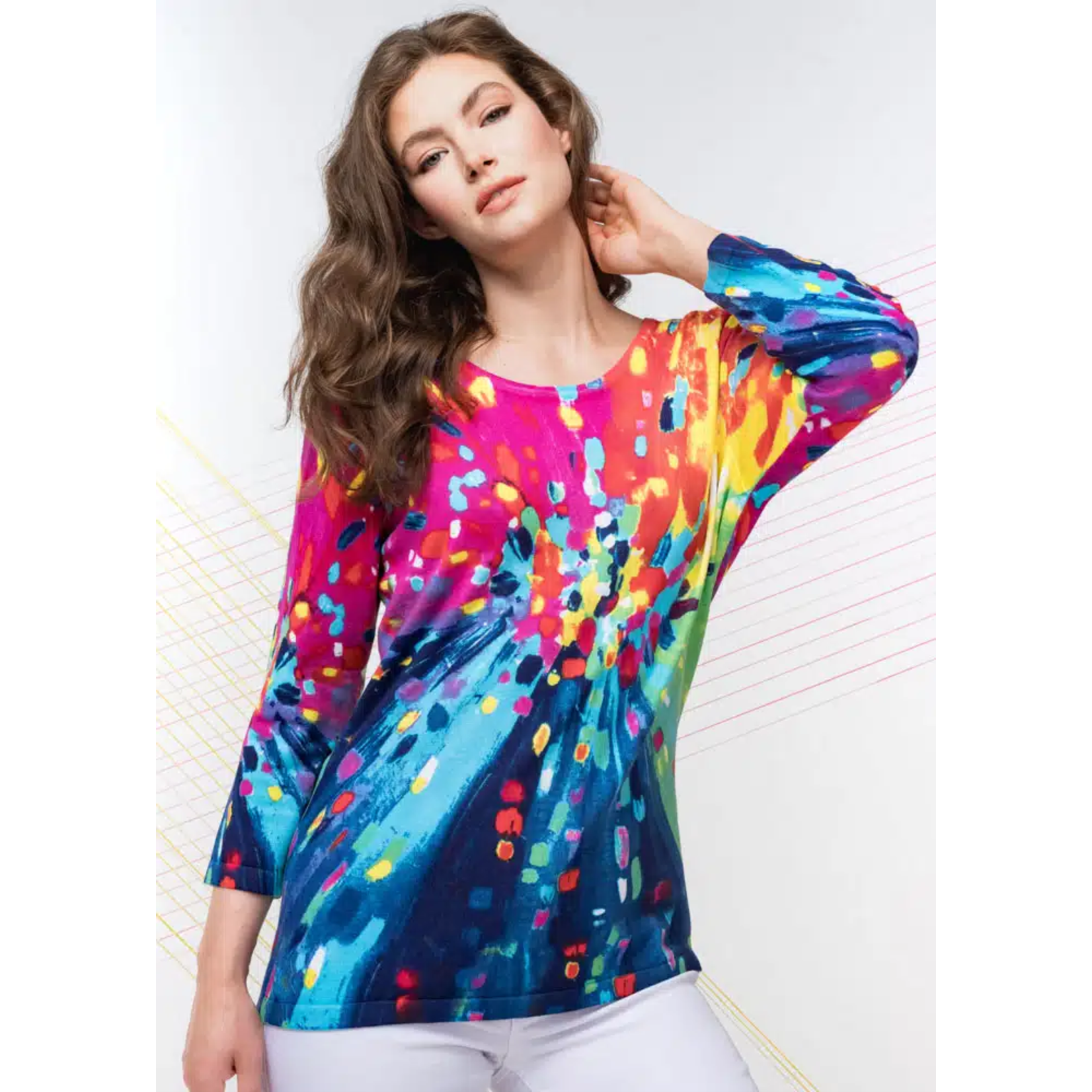 Elena Wang Pullover Sweater in Multicolor Tie Die