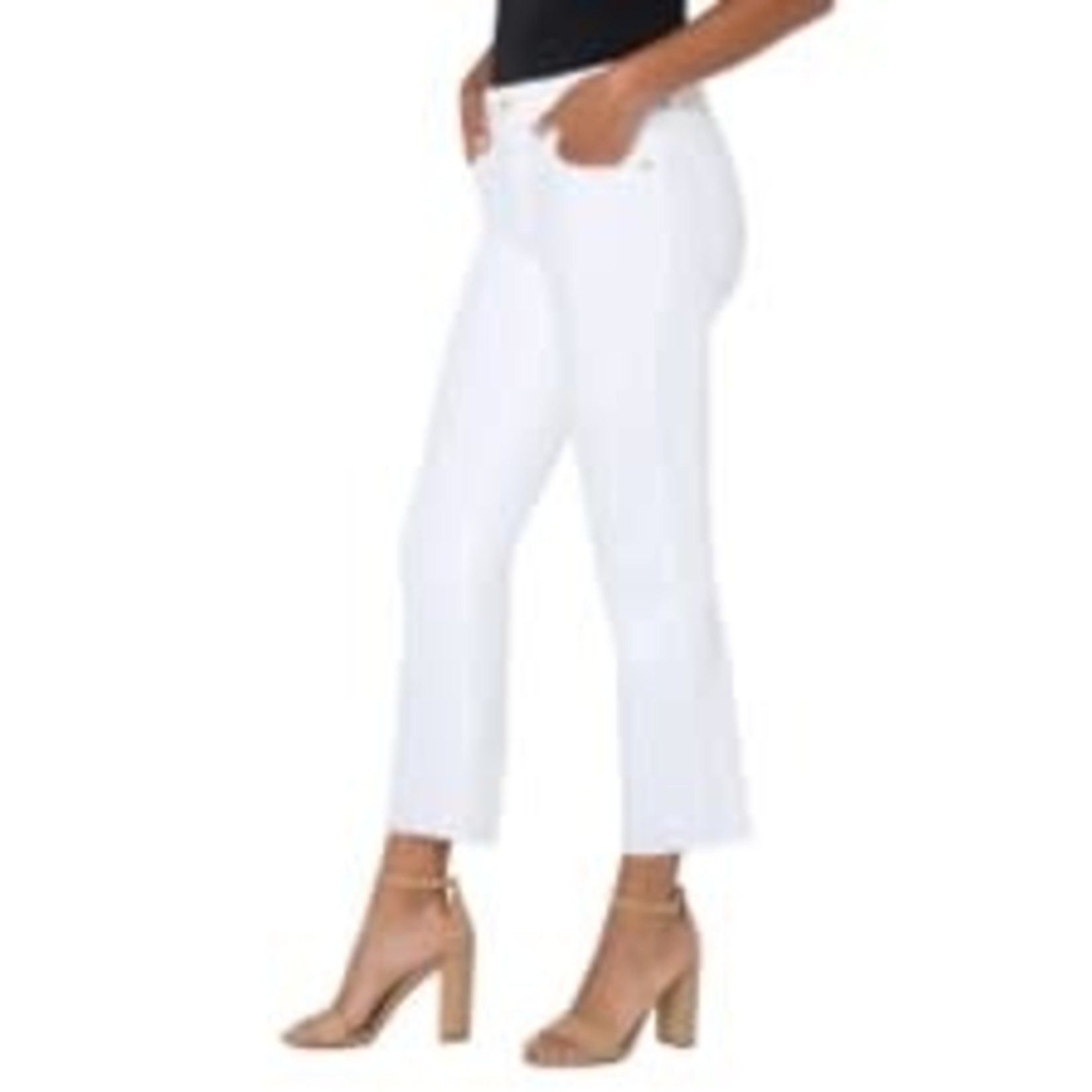 Liverpool Gia Glider Crop Flare w Back Pleat in White