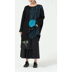 Oversized Tunic in Black  and Turquoise OS