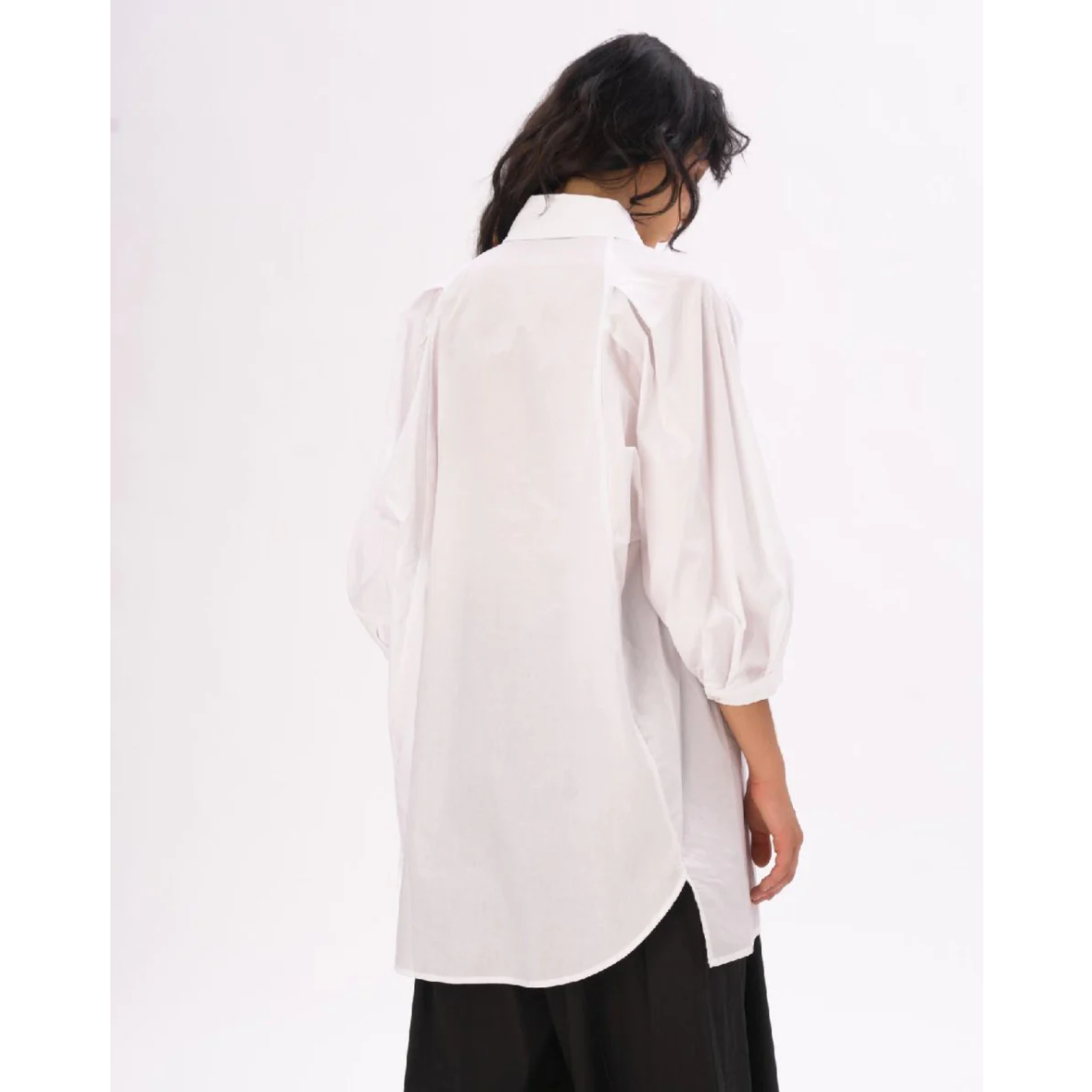 Baci Drop Slv Organic Cotton Shirtdress in White