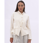 Baci Cotton Linen Blend Raw Edge Layered Jkt in Natural