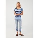 FDJ Pull-on Pencil Crop w/ Blue Florals Embellishmt