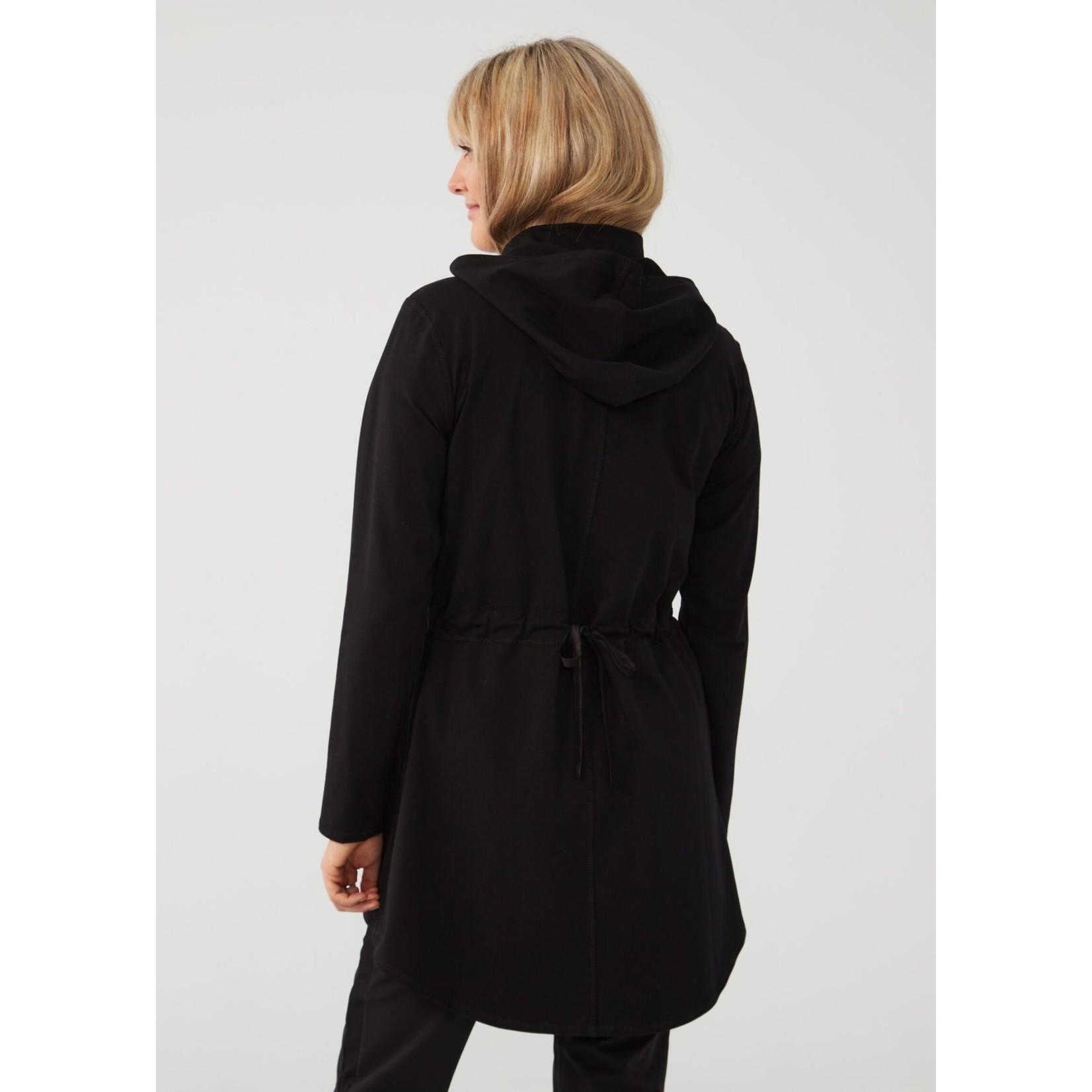 FDJ Button-Up Hooded Jacket in Black