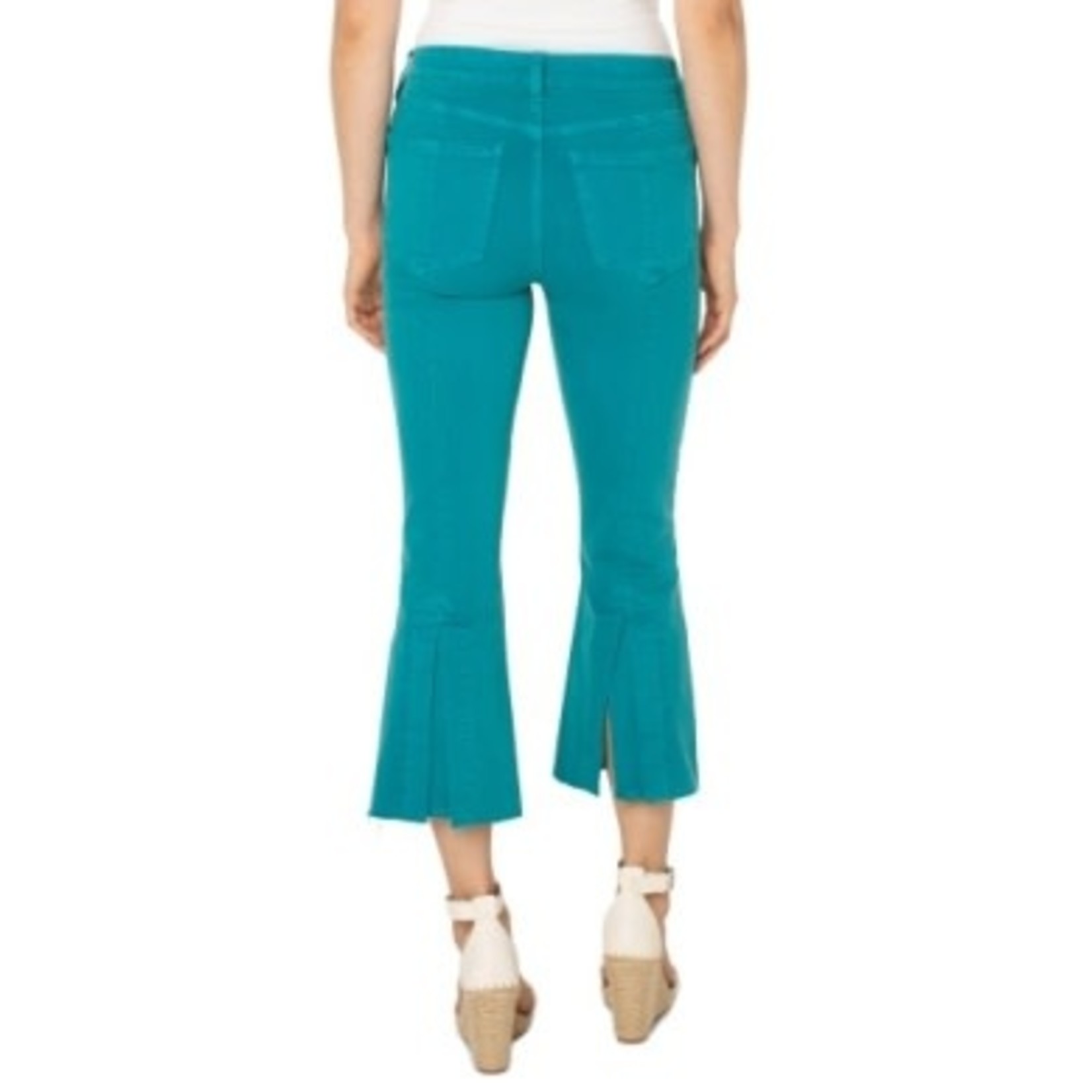 Liverpool Gia Glider Crop Flare w Back Pleat in Lake Blue