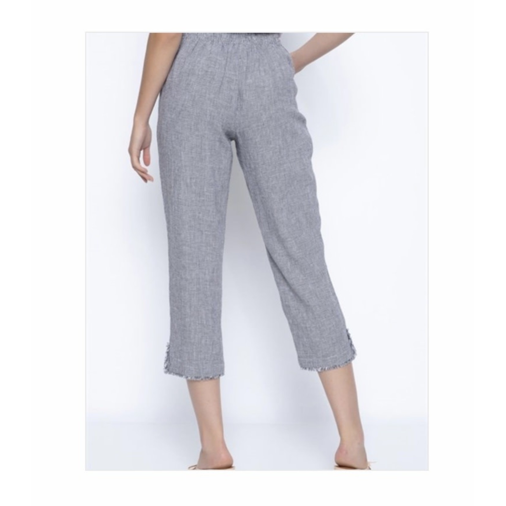 Picadilly Fringe Trim Pant in Grey/White