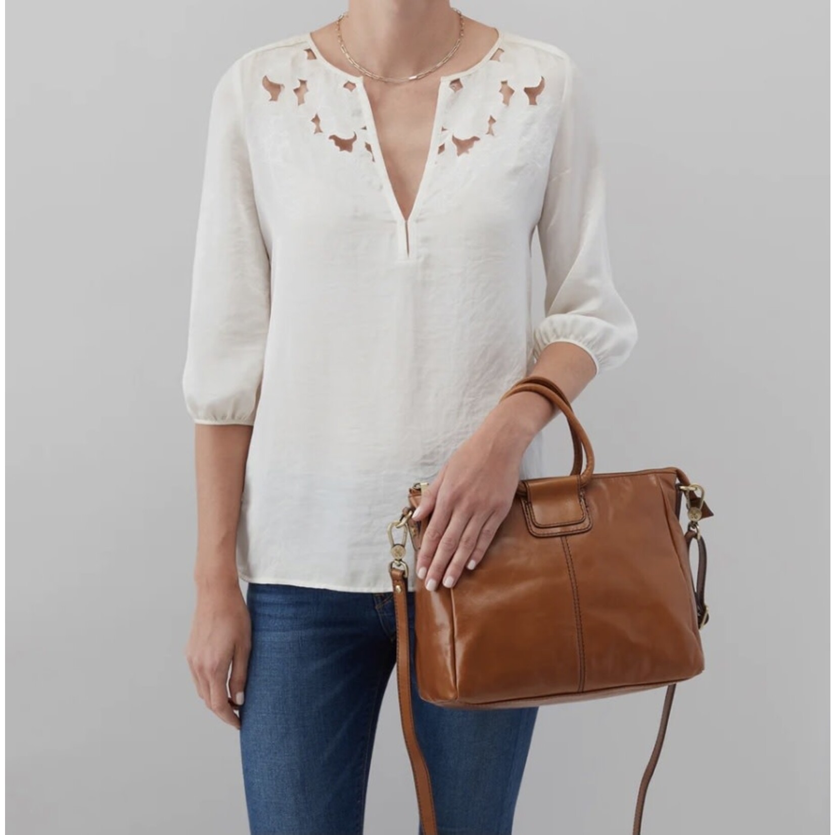 HOBO Sheila Medium Satchel - Polished Leather in Truffle