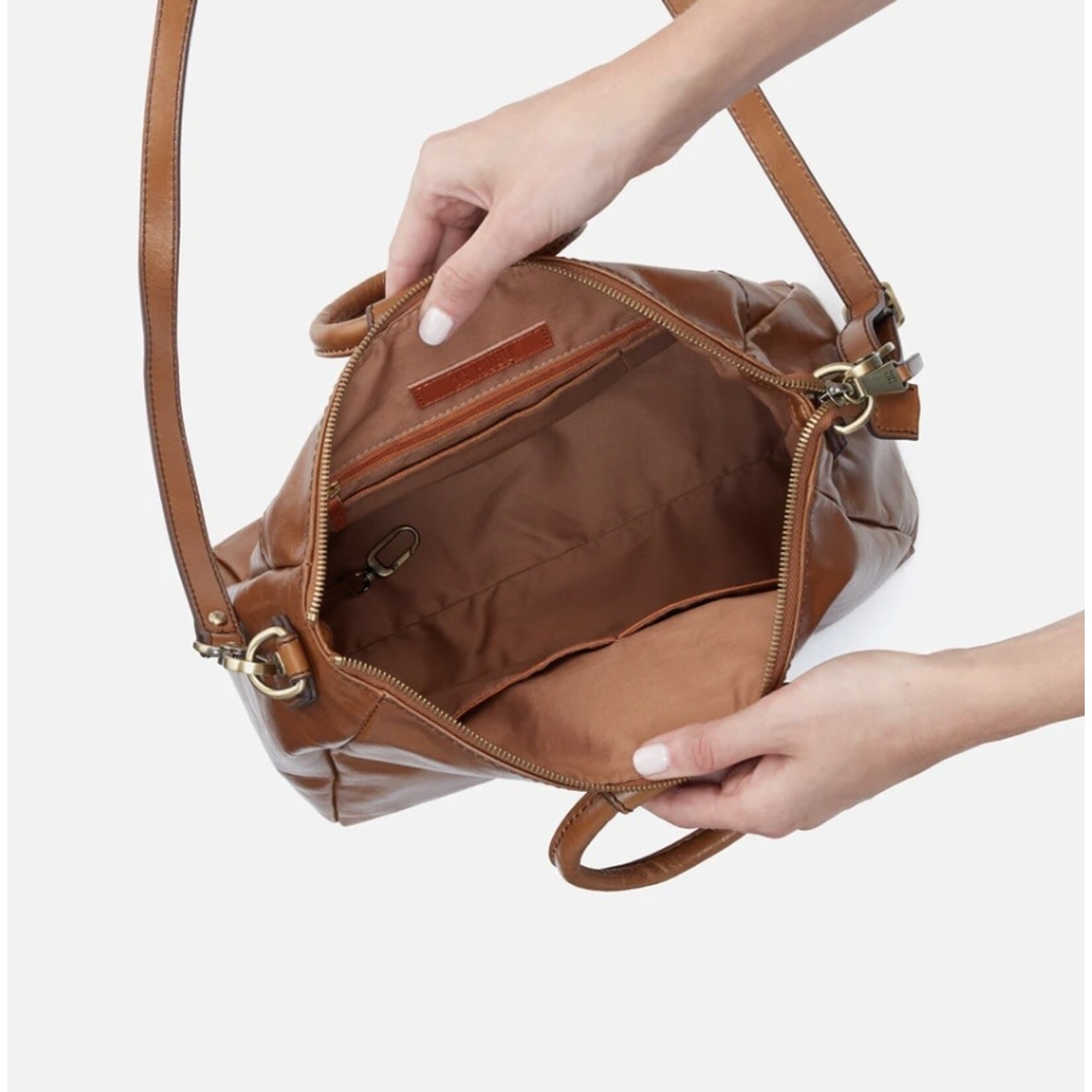 HOBO Sheila Medium Satchel - Polished Leather in Truffle