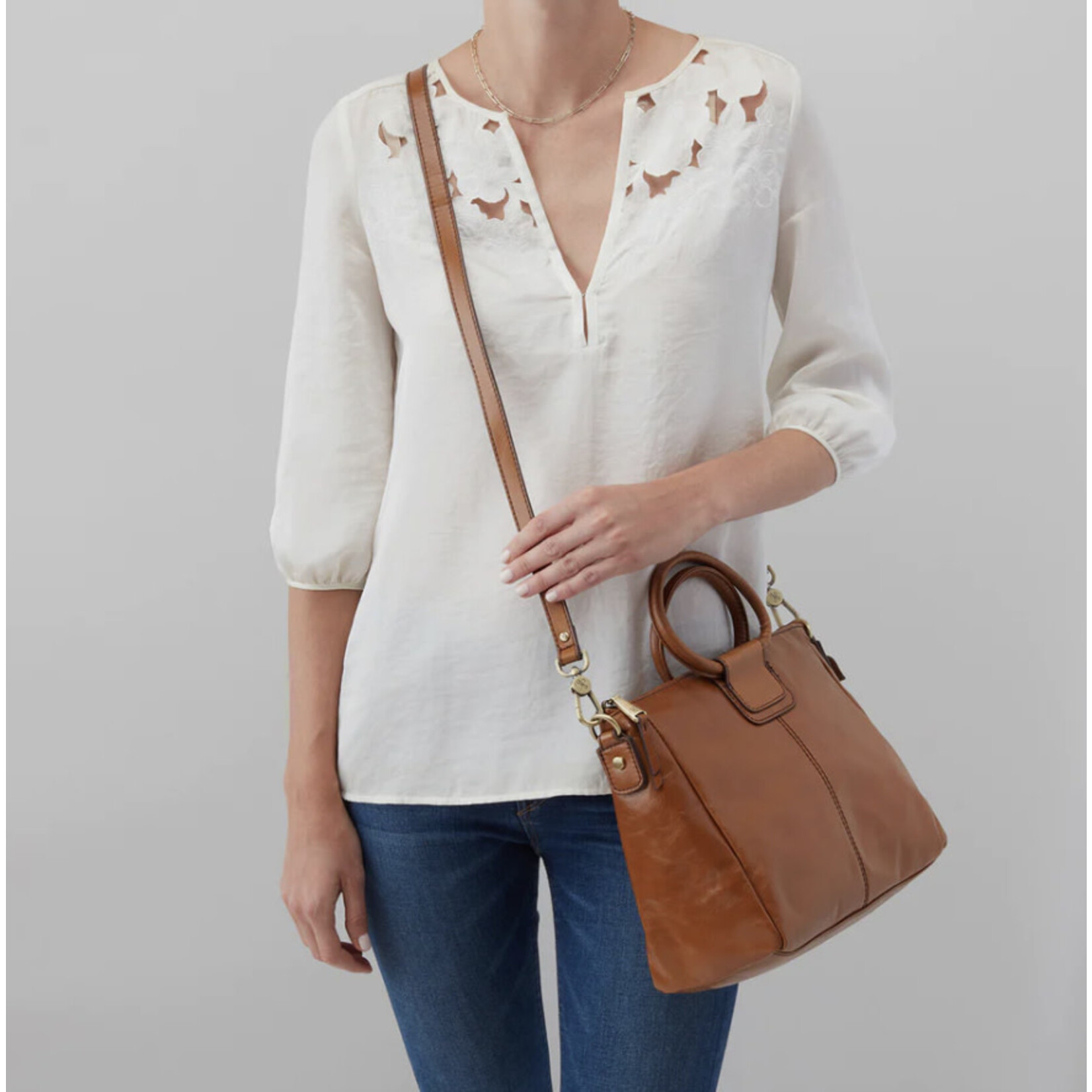 HOBO Sheila Medium Satchel - Polished Leather in Truffle