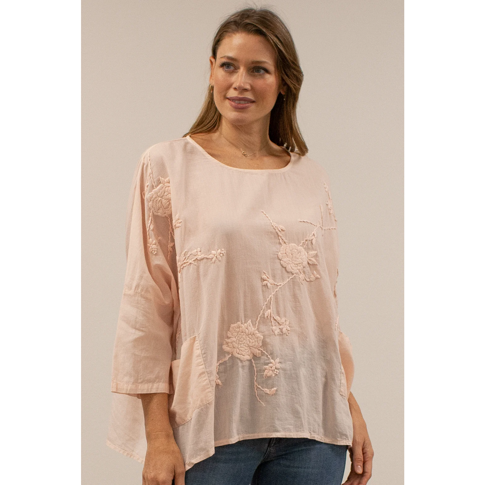 Caite Cami Embroidered Top in Petal Pink