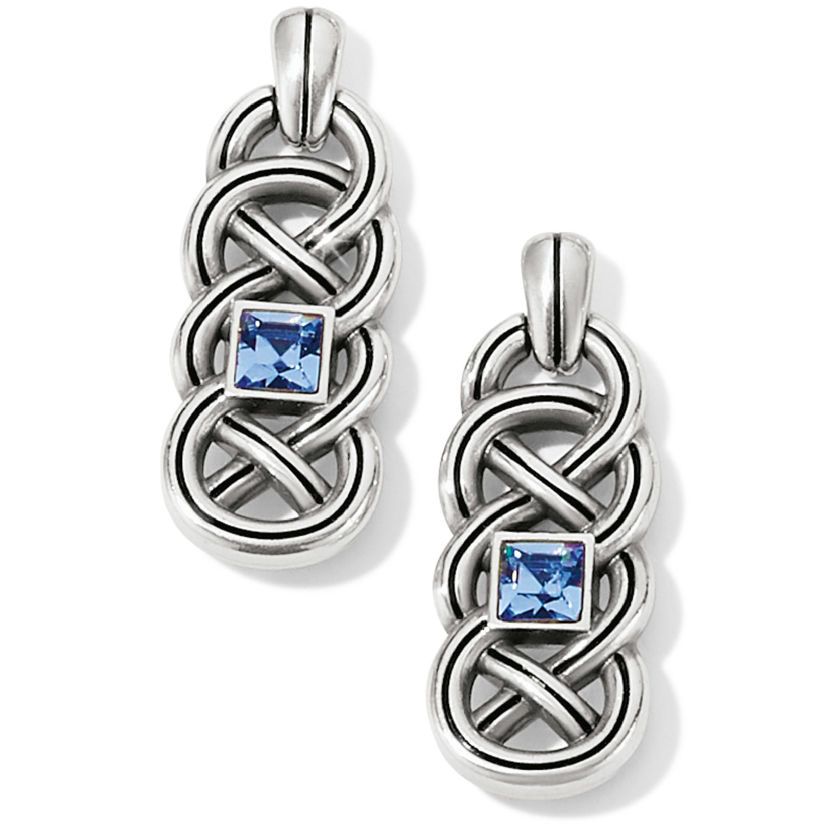 Brighton Interlok Lustre Post Drop Earrings - Silver-Light Sapphire
