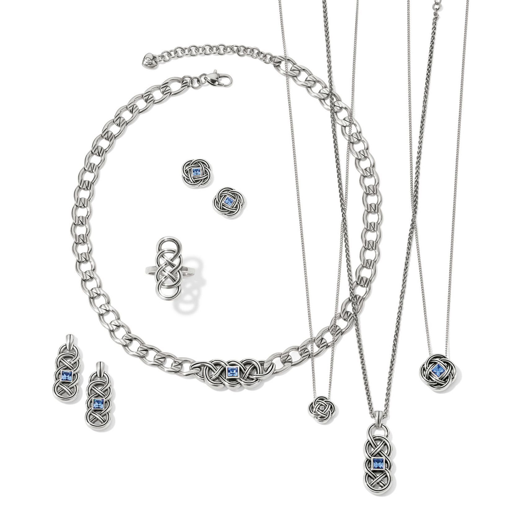 Brighton Interlok Lustre Post Drop Earrings - Silver-Light Sapphire