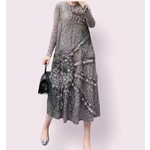 Floral Embroidered Dress in Grey