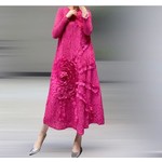 Floral Embroidered Dress in Fuchsia
