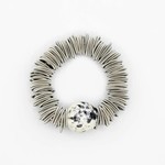 Sea Lily Silver Spring Ring Bracelet w/ Large Black/White Bead