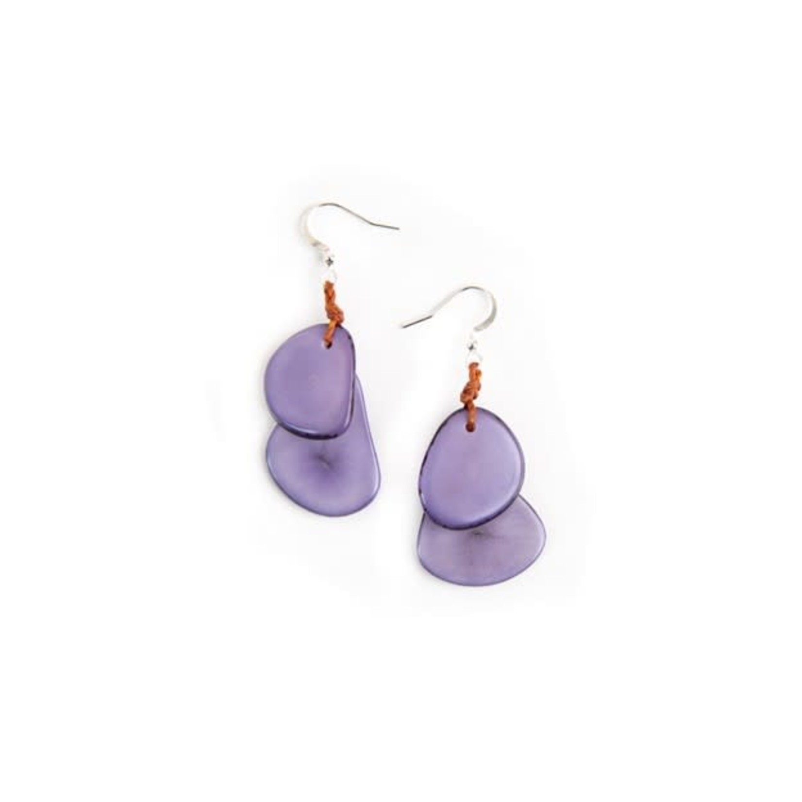 Organic Tagua Jewelry Fiesta Tagua Slices Earrings in Lavender