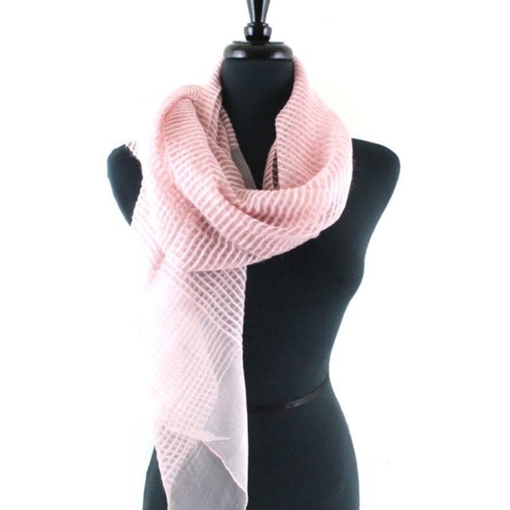 Pretty Persuasions Solstice Pink Solid Sheer Ribbed Scarf