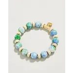 Spartina Stone Stretch Bracelet 10mm Mottled Jade Green/Blue