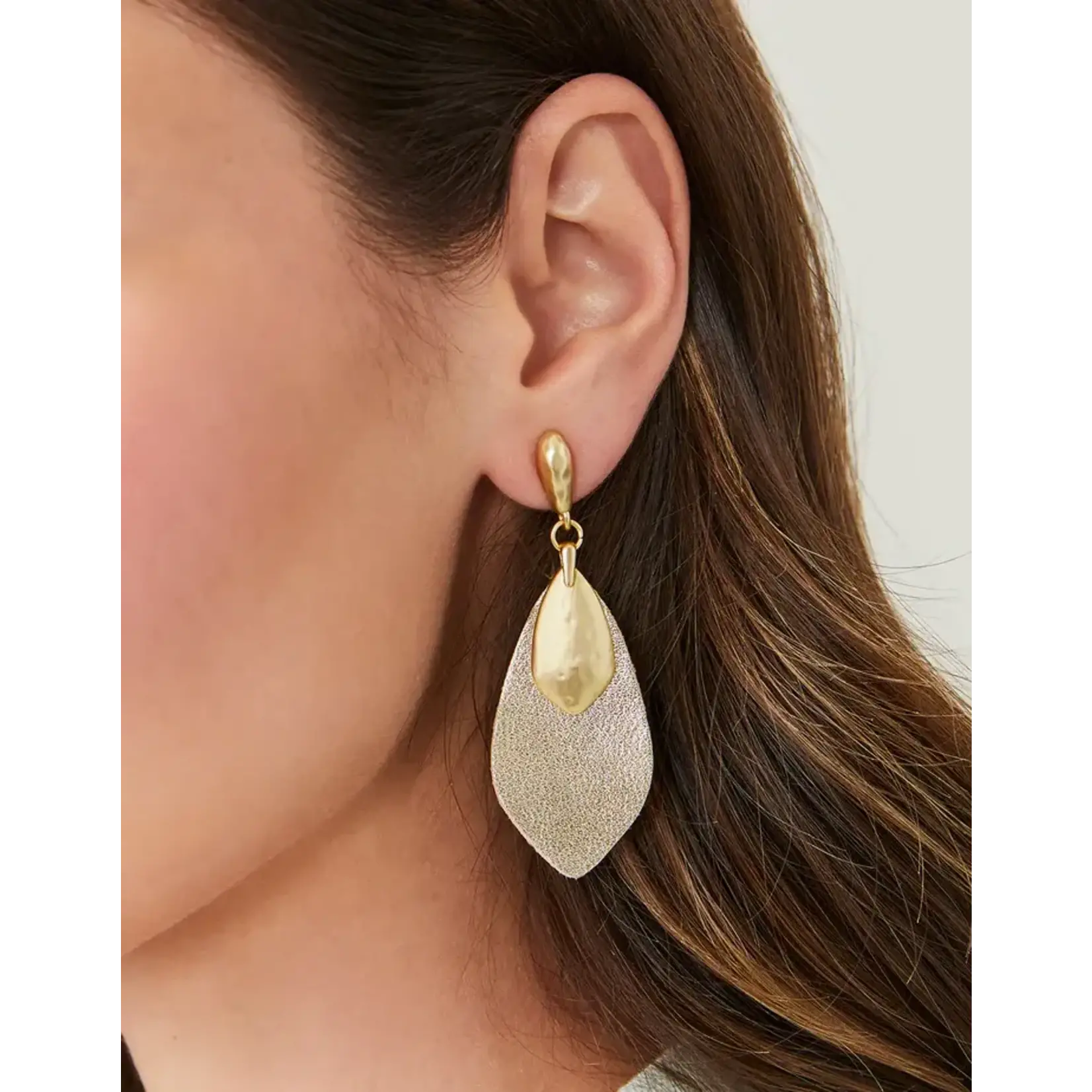 Spartina Leather Petal Earrings Gold