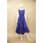 Samuel Dong Long Dress w/ Tiered Skirt and Belt in Periwinkle