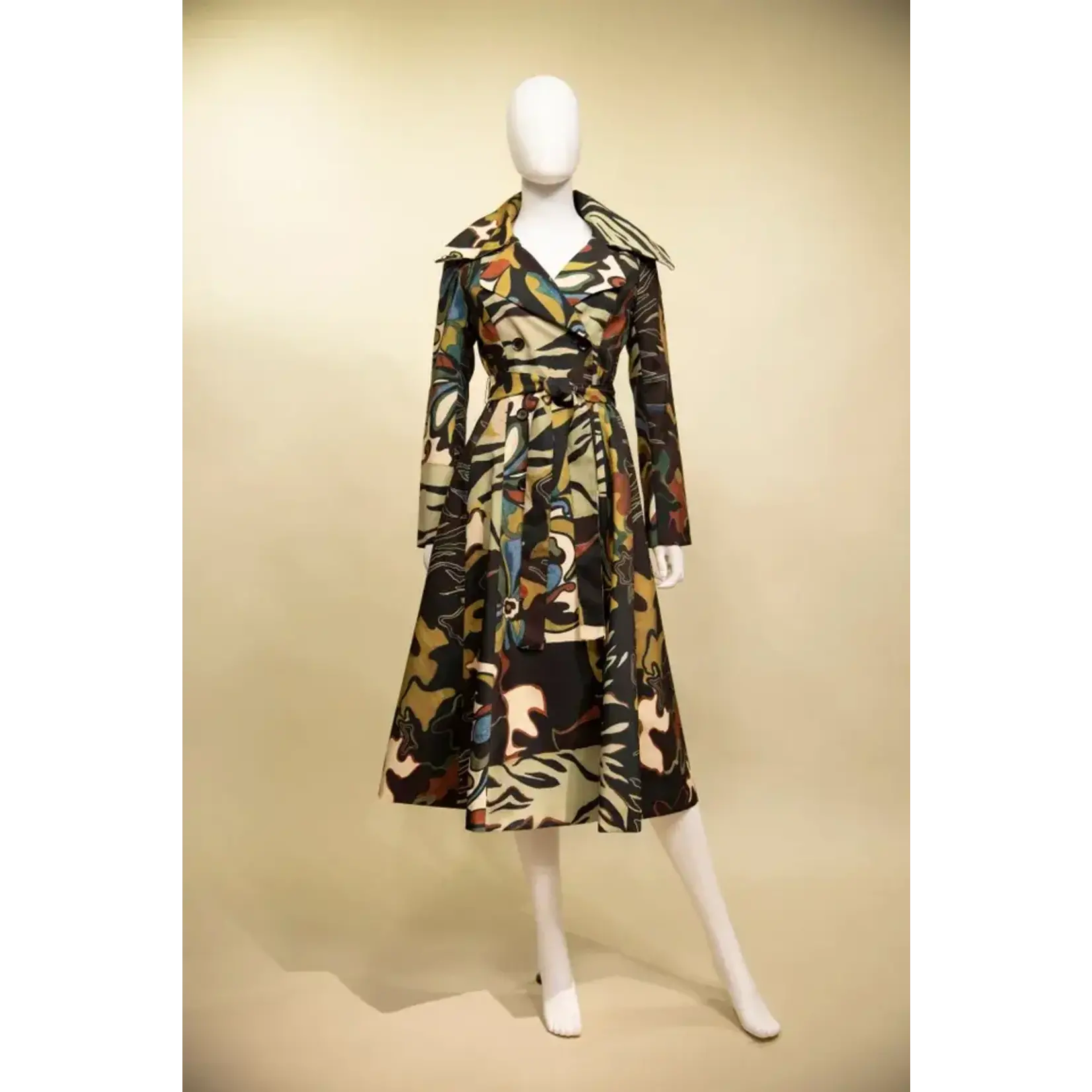 Samuel Dong Double Breasted Trench Coat in Floral Multi