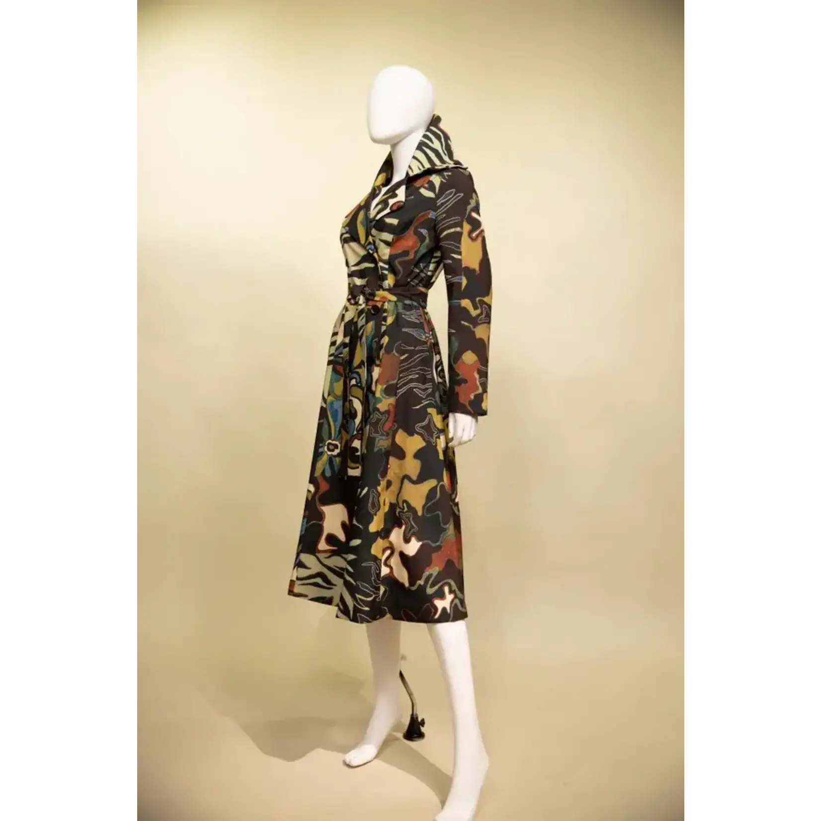 Samuel Dong Double Breasted Trench Coat in Floral Multi