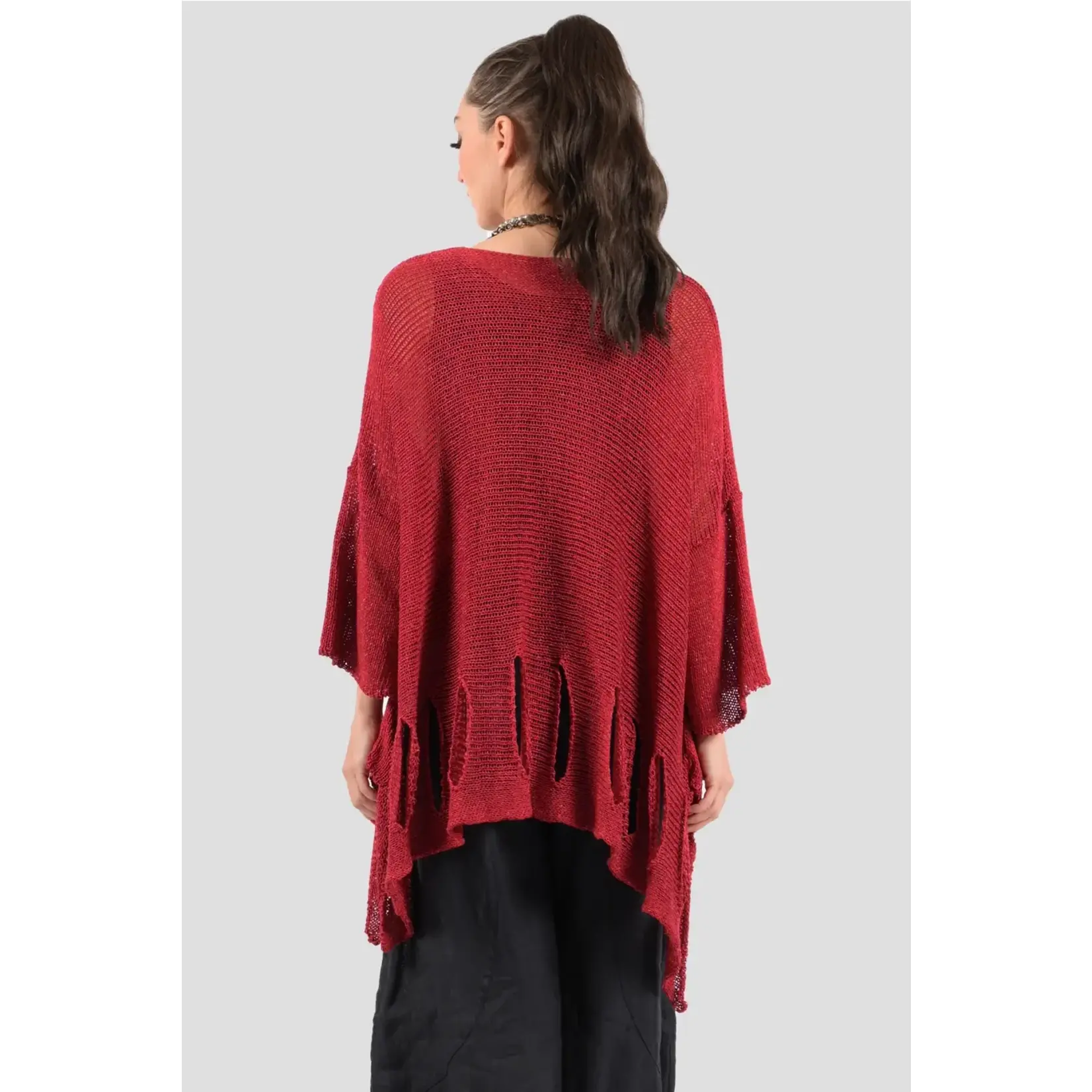 Holey Moley Sweater Fine Gauge  O/S Red (Kiruzi)